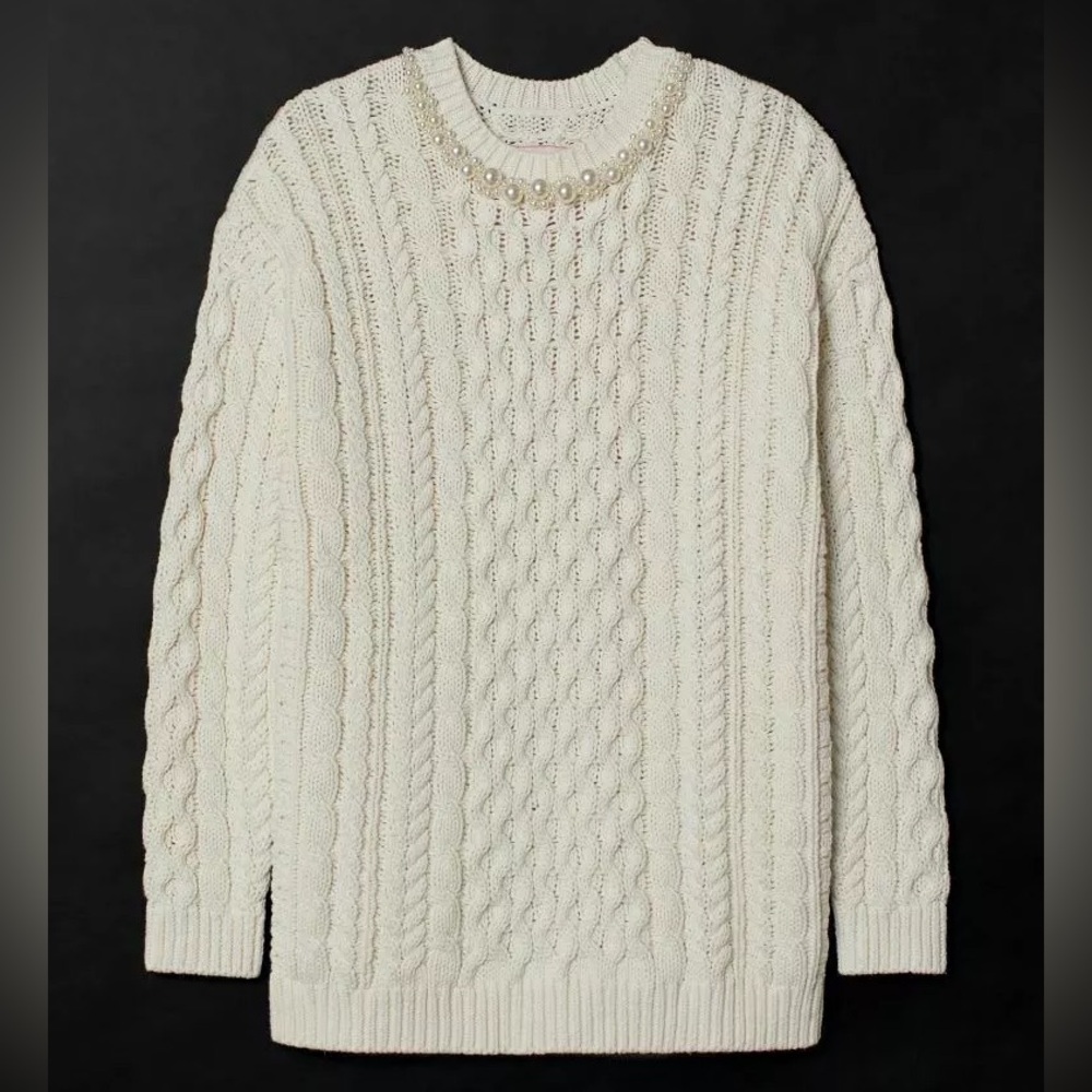 SIMONE ROCHA H&M COLLABORATION Unisex Cable Knit Pearl Sweater